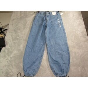 Aero Low Rise Parachute Pants Denim Drawstring Women's Size S New